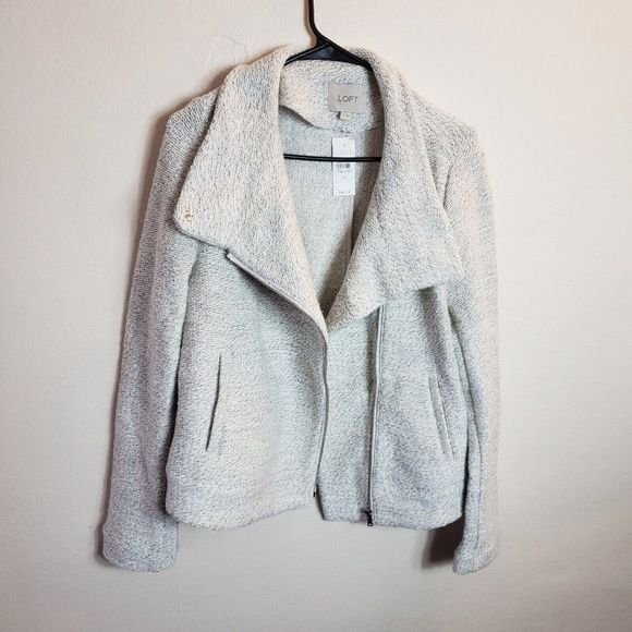 Loft Cotton Gray Heathered Jacket Size Medium - Picture 4 of 6